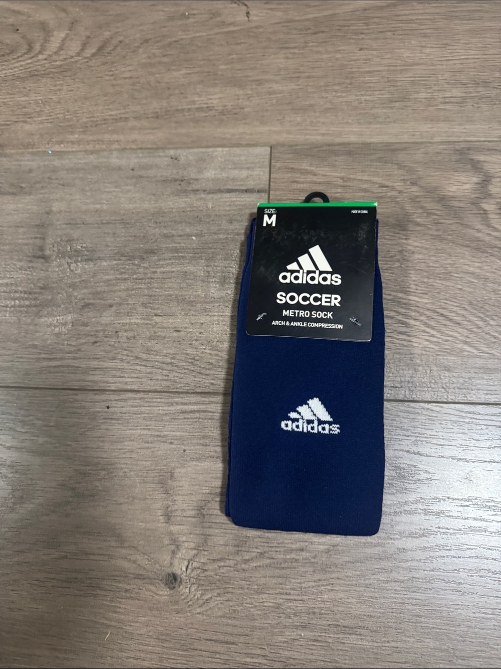 adidas Navy Metro Soccer Crew Socks with White Logo